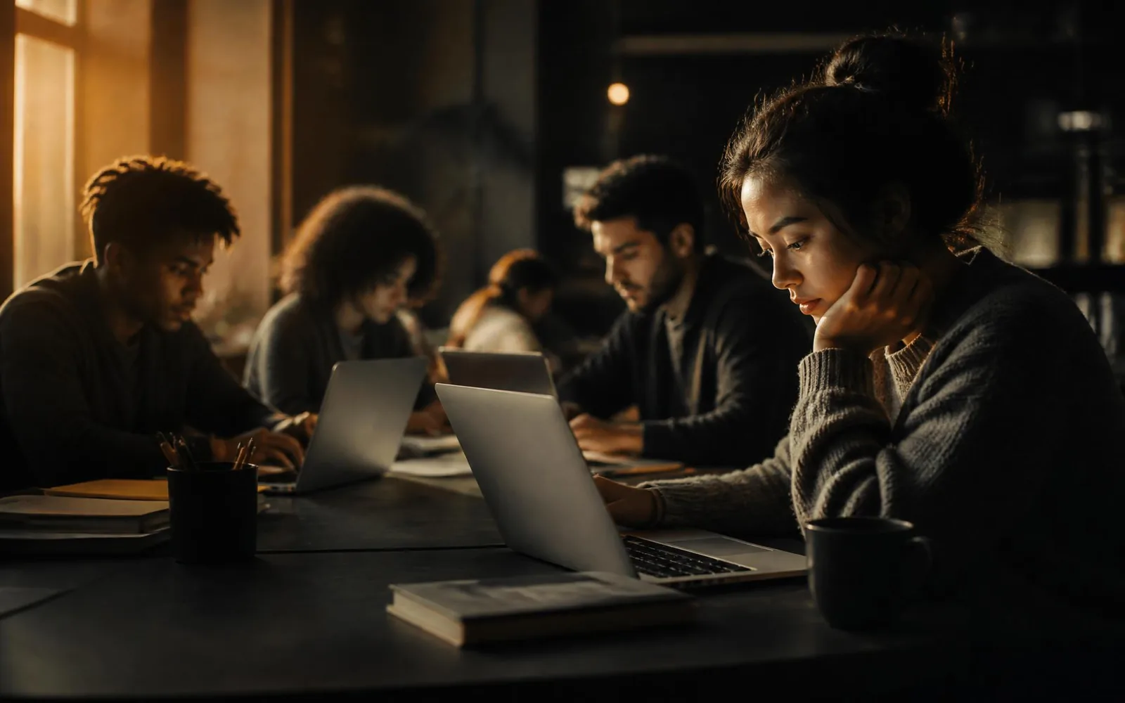 Students taking an online class with Jothsna e-learning